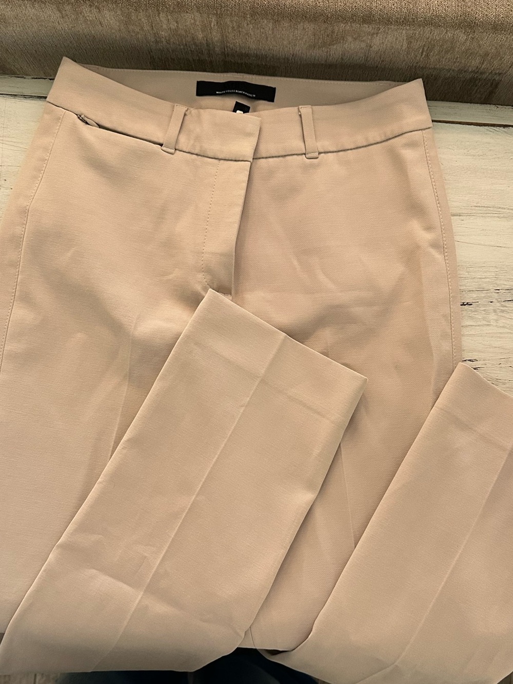 White House Black Market Pale Beige Straight-Leg Trousers